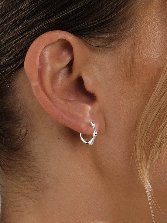 Linda Tahija - Organica Mini Huggie Earrings - Sterling Silver
