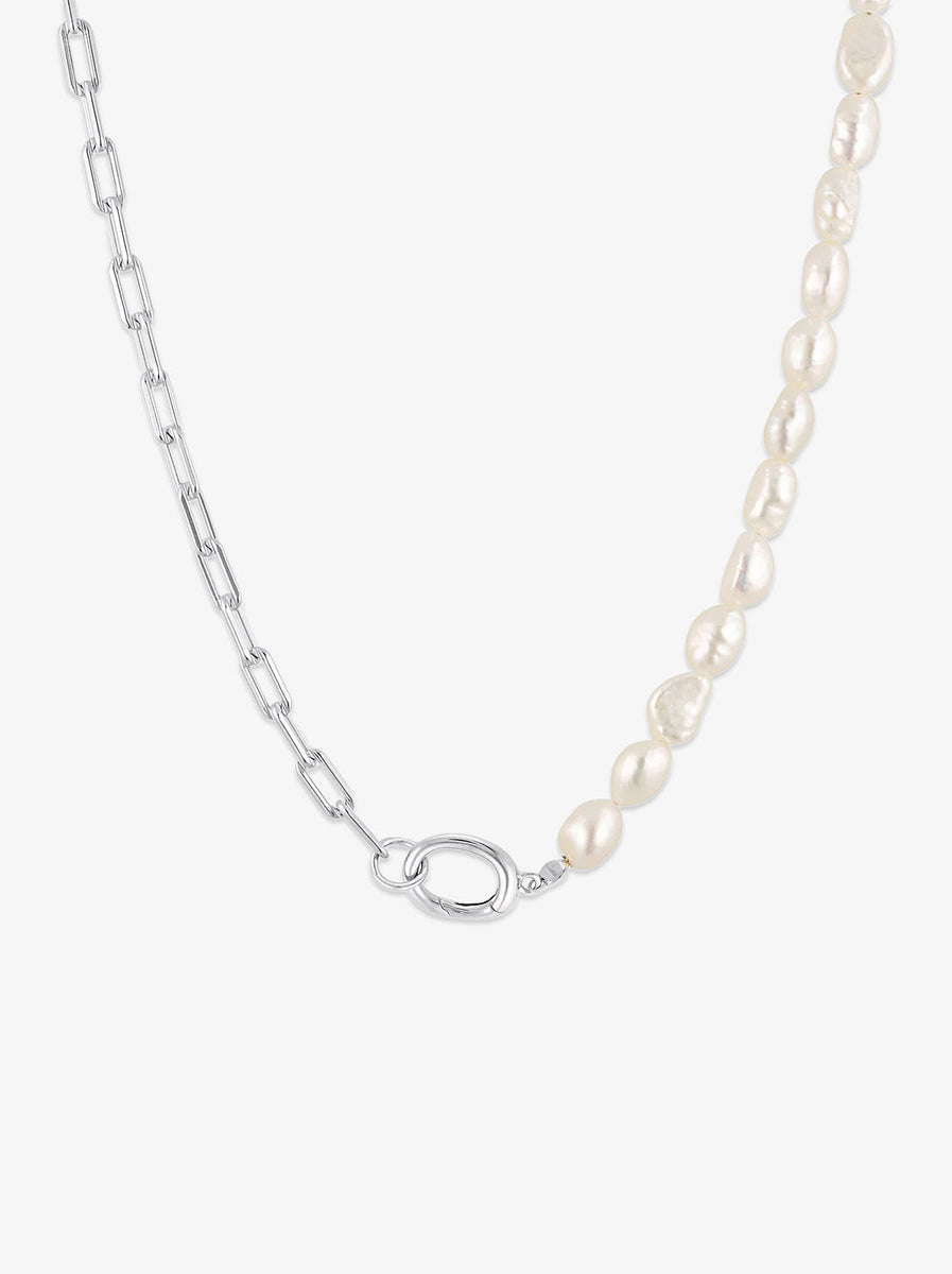 Linda Tahija - Paperclip Baroque Pearl Necklace - Sterling Silver – Abicus