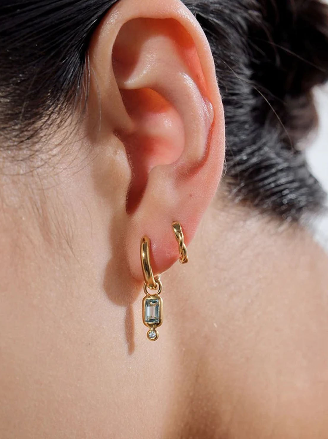 Linda Tahija - Raya Huggie Earrings - Blue Topaz - 18k Gold Vermeil