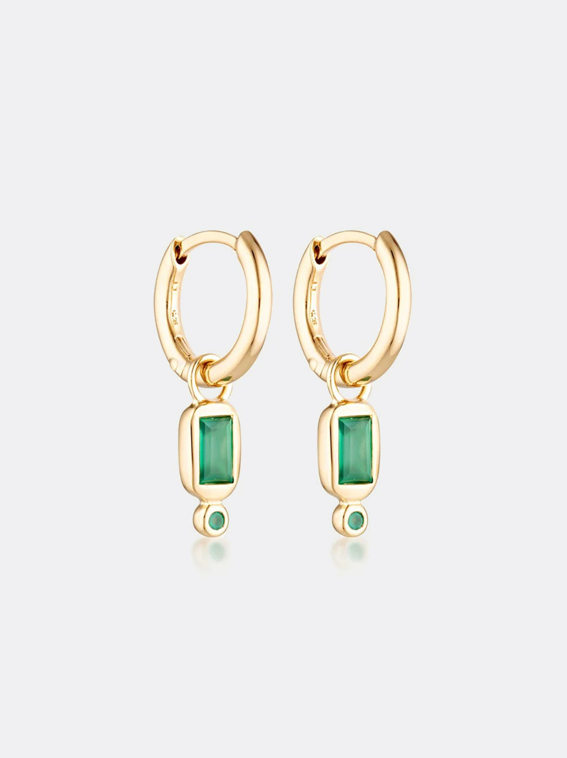 Linda Tahija - Raya Huggie Earrings - Green Onyx - Gold Plated