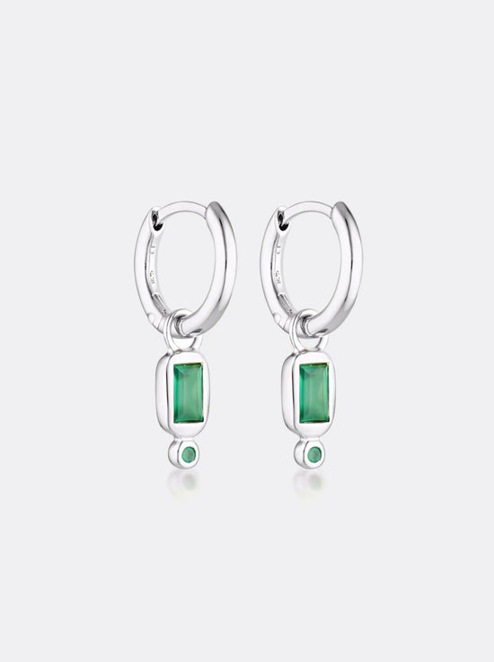 Linda Tahija - Raya Huggie Earrings - Green Onyx - Sterling Silver