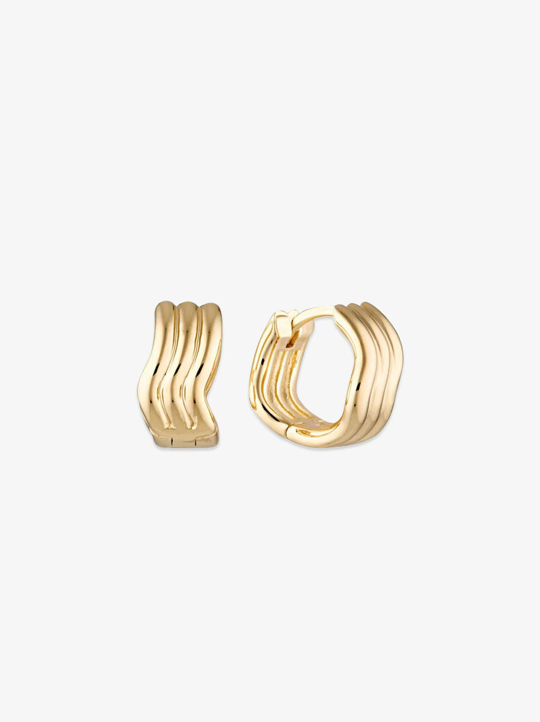 Linda Tahija - Ripple Huggie Earrings - Gold Plated