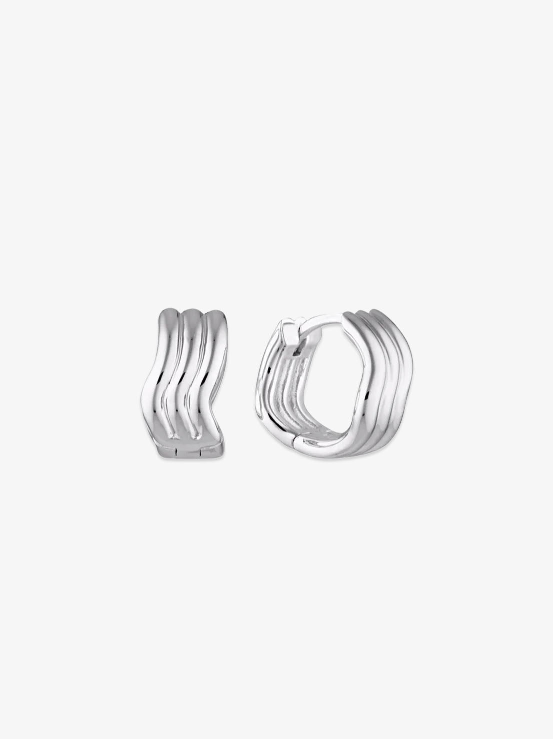 Linda Tahija - Ripple Huggie Earrings - Sterling Silver