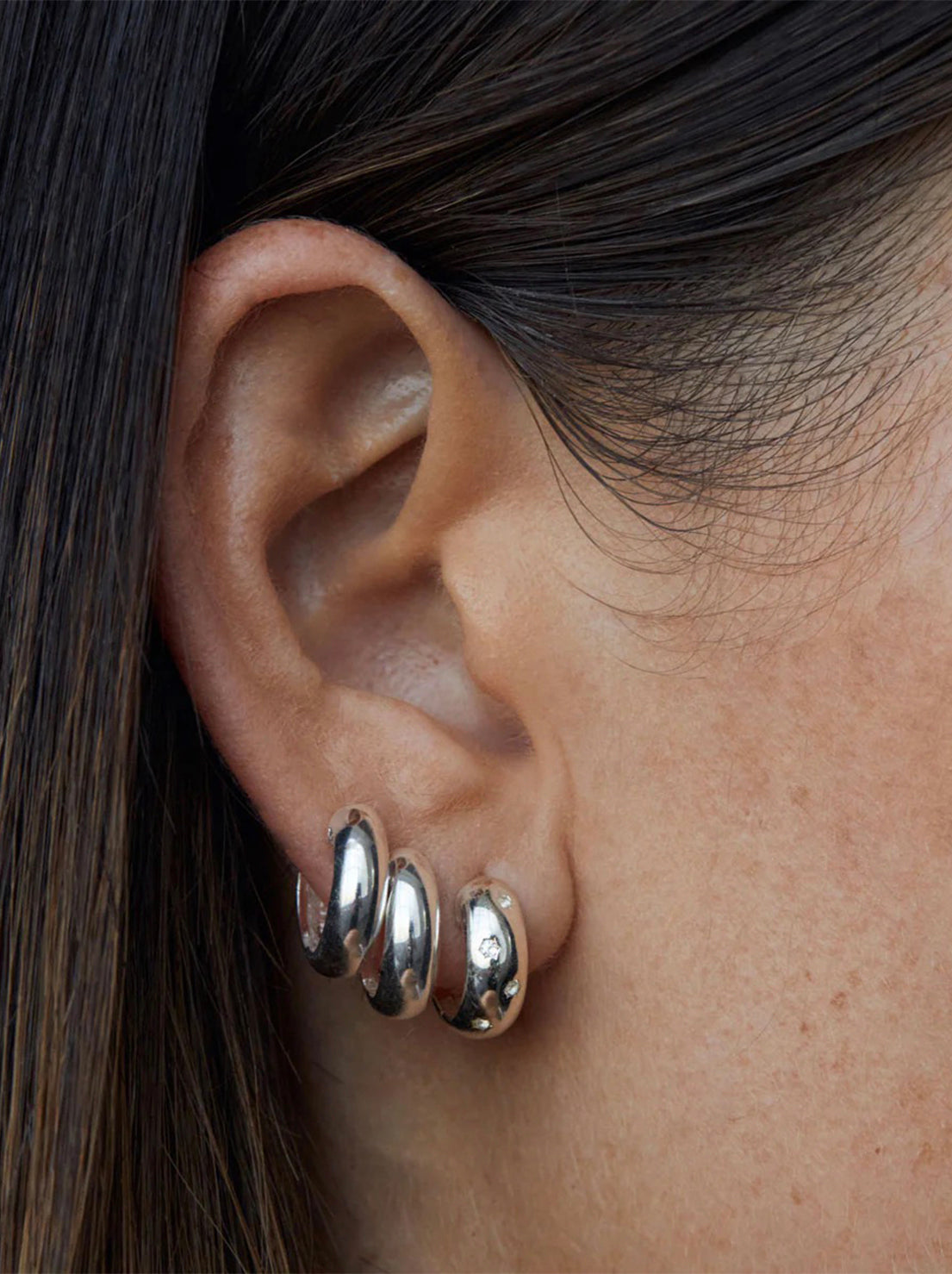 Linda Tahija - Solar Huggie Earrings - Sterling Silver