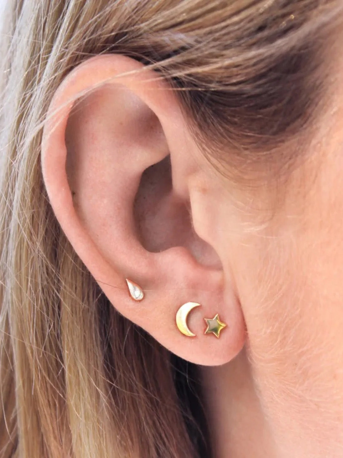 Linda Tahija - Star & Moon Studs - Gold Plated