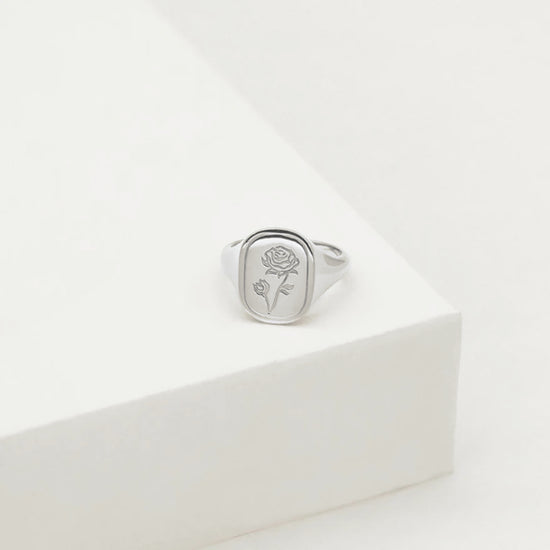 Linda Tahija - The Rose Signet Ring - Sterling Silver