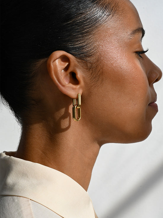 Linda Tahija - Twofold Linked Hoop Earrings - Gold Plated