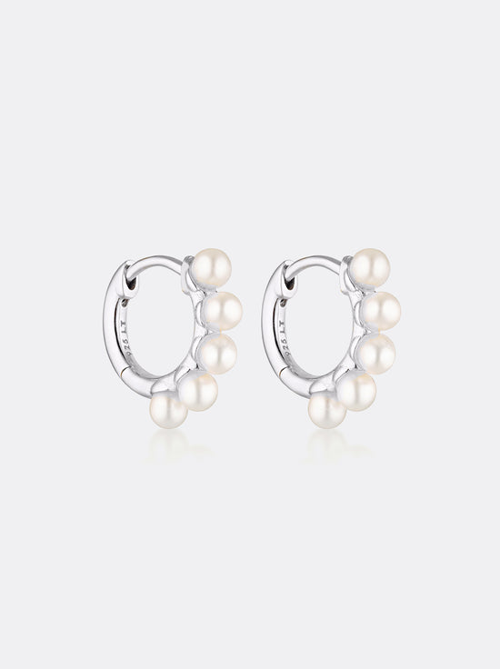 Linda Tahija - Wake Pearl Huggie Earrings - Sterling Silver