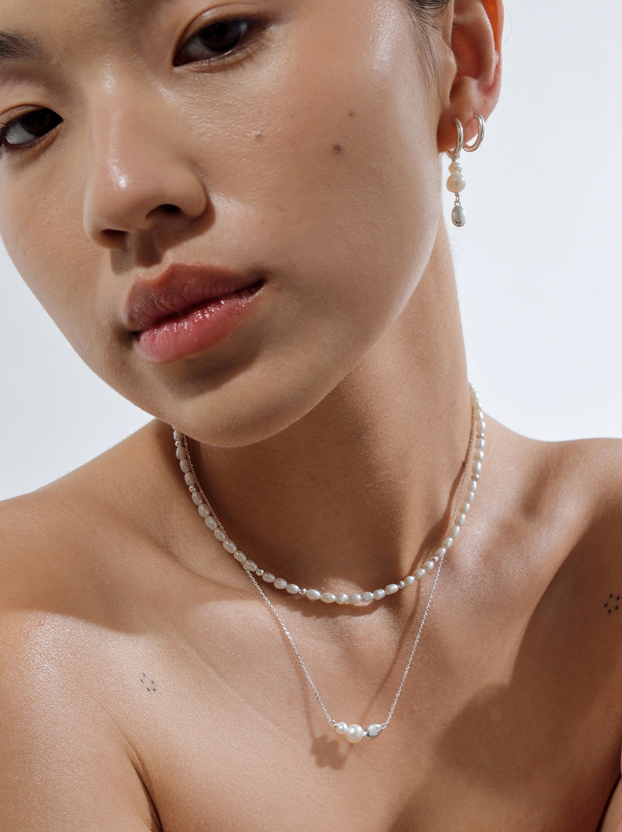 Linda Tahija - Brook Pearl Necklace - Sterling Silver – Abicus