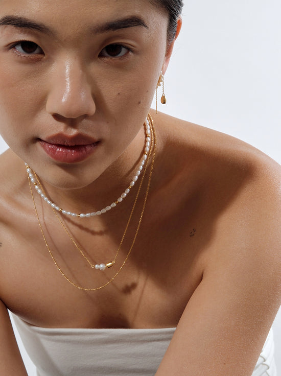 Linda Tahija - Brook Pearl Necklace - Gold Plated