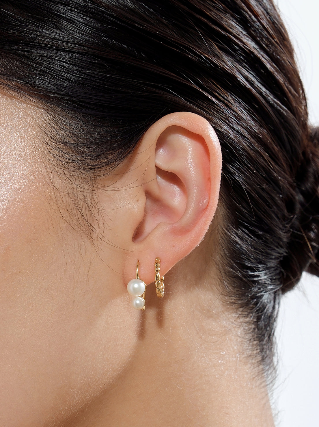 Linda Tahija - Double Pearl Hook Earrings - Gold Plated