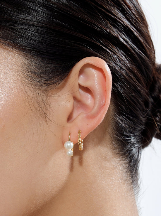 Linda Tahija - Double Pearl Hook Earrings - Gold Plated