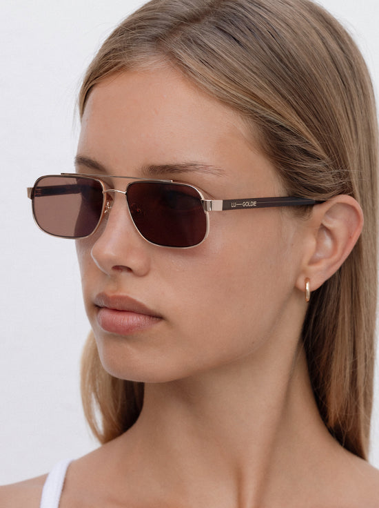 Lu Goldie - Evangeline Sunglasses - Coffee