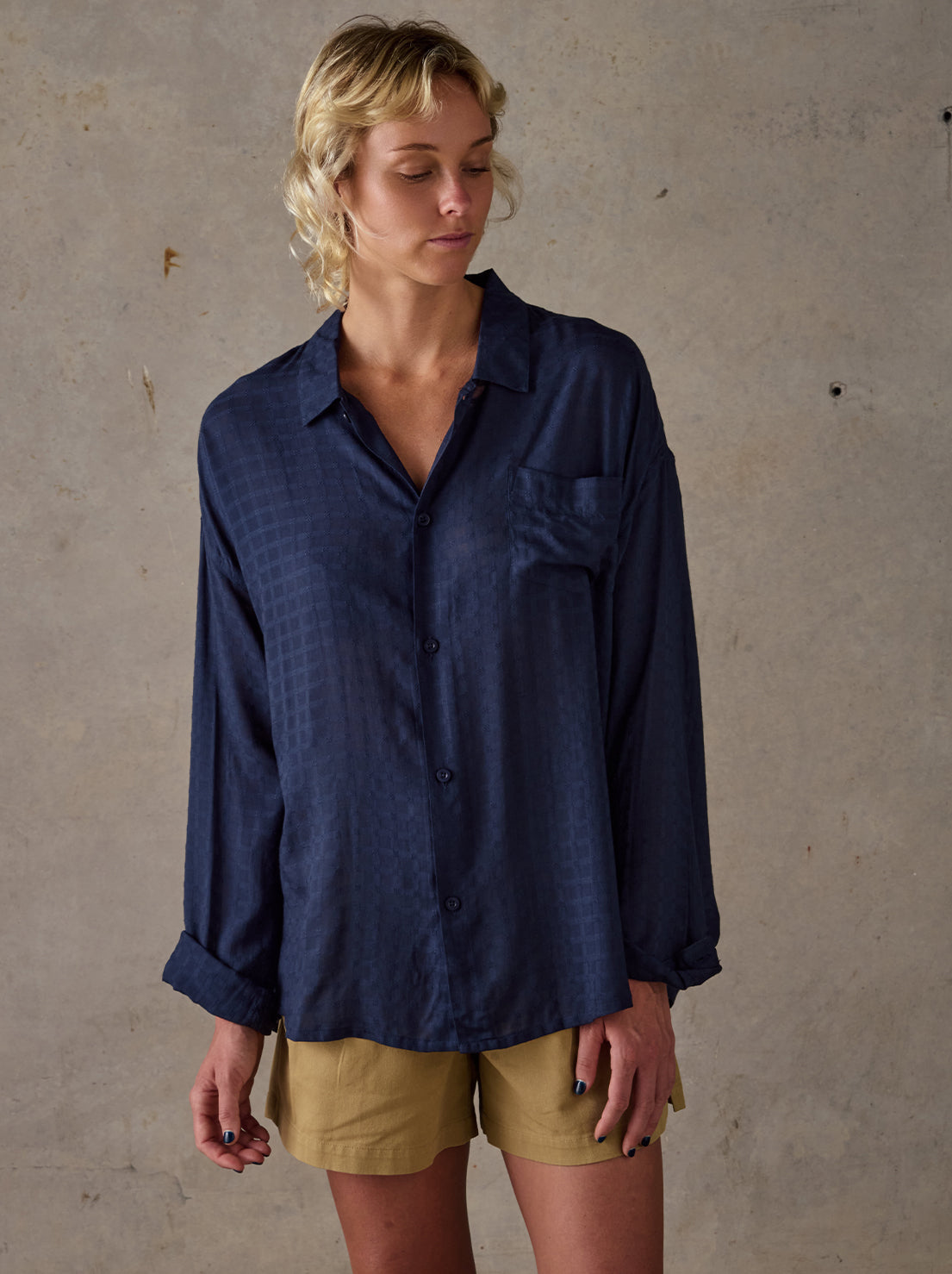 McTavish - Aloe Vera Long Sleeve Shirt - Dark Blue