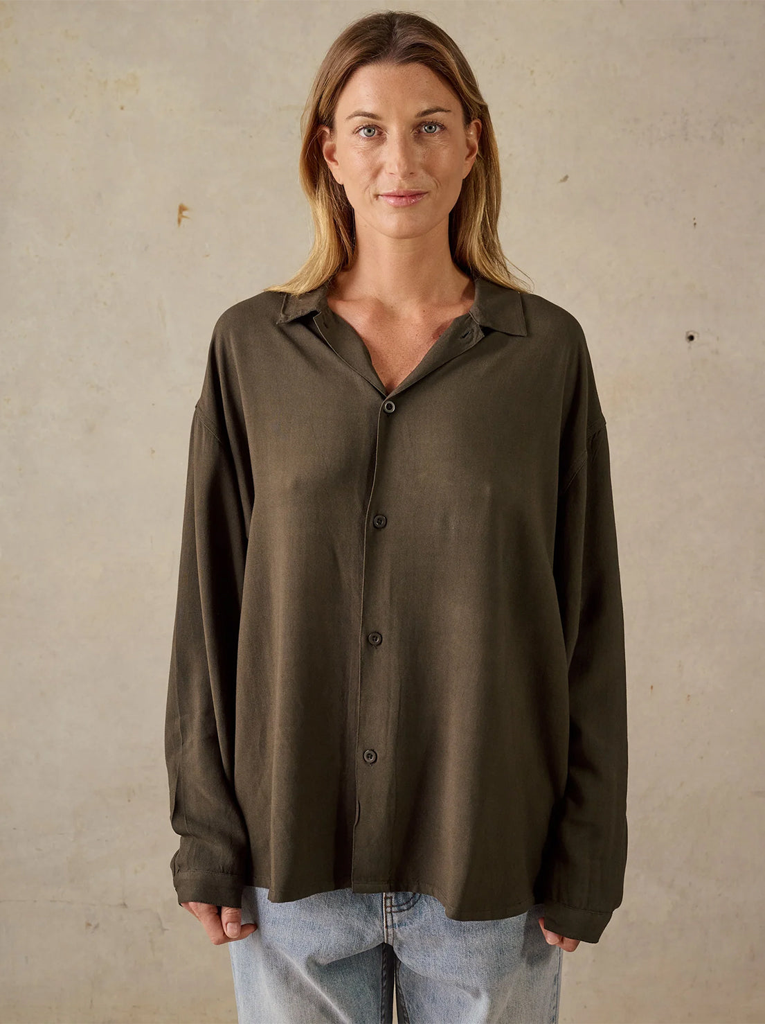 McTavish - Boxy Long Sleeve Shirt - Dark Green