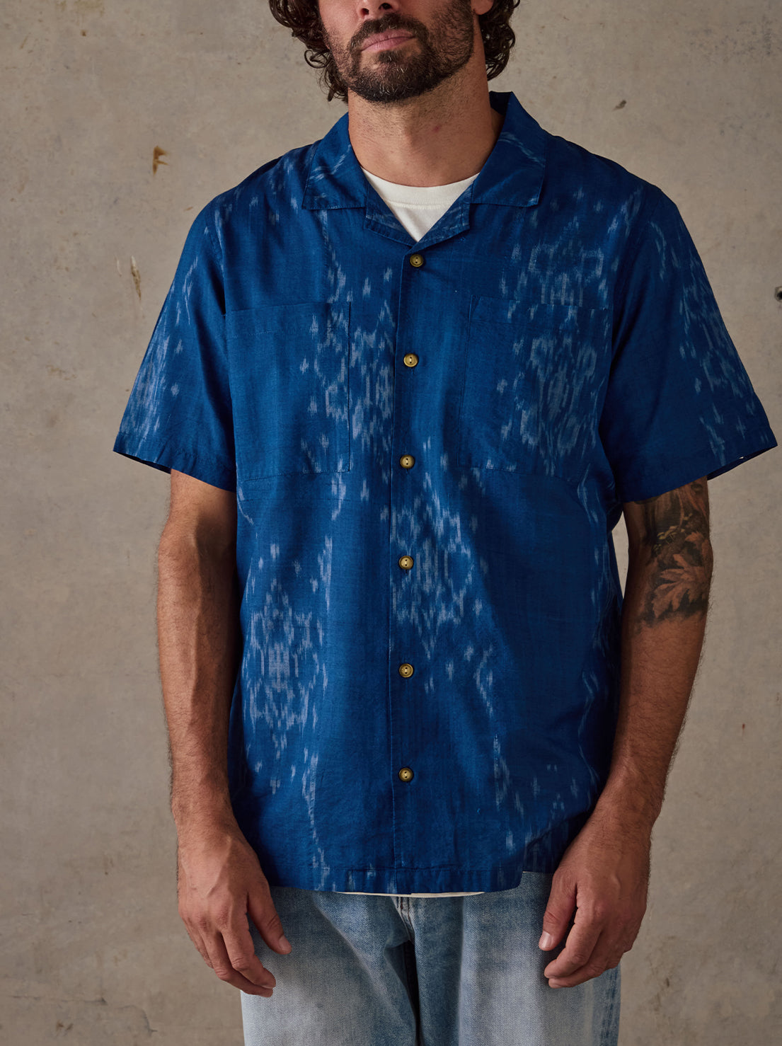 McTavish - Camp Collar Shirt - Blue