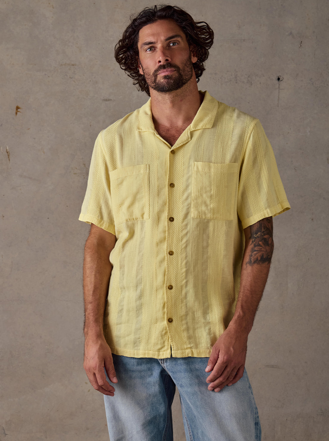 McTavish - Camp Collar Shirt - Light Yellow