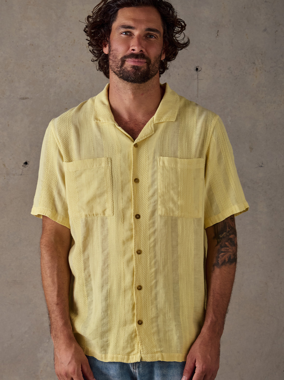 McTavish - Camp Collar Shirt - Light Yellow