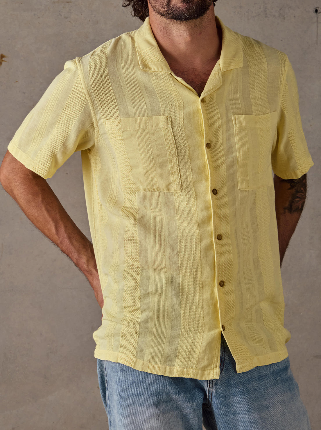 McTavish - Camp Collar Shirt - Light Yellow
