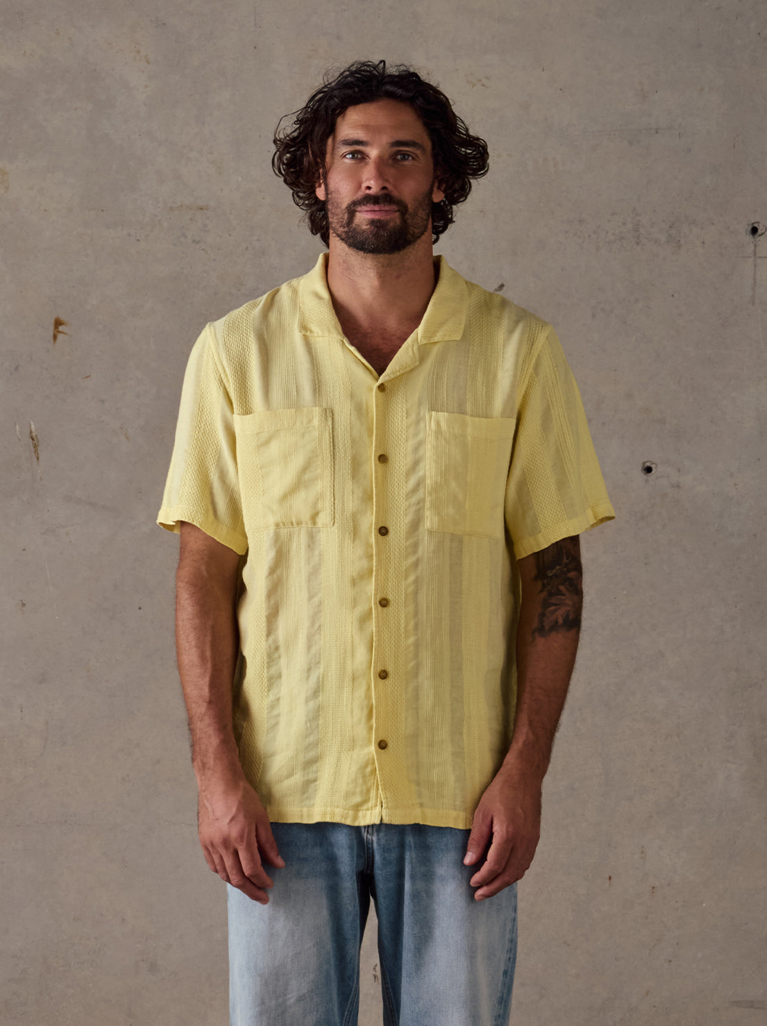 McTavish - Camp Collar Shirt - Light Yellow