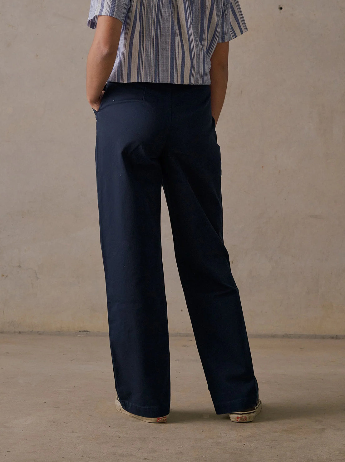 McTavish - Double Pleated Twill Pants - Dark Blue
