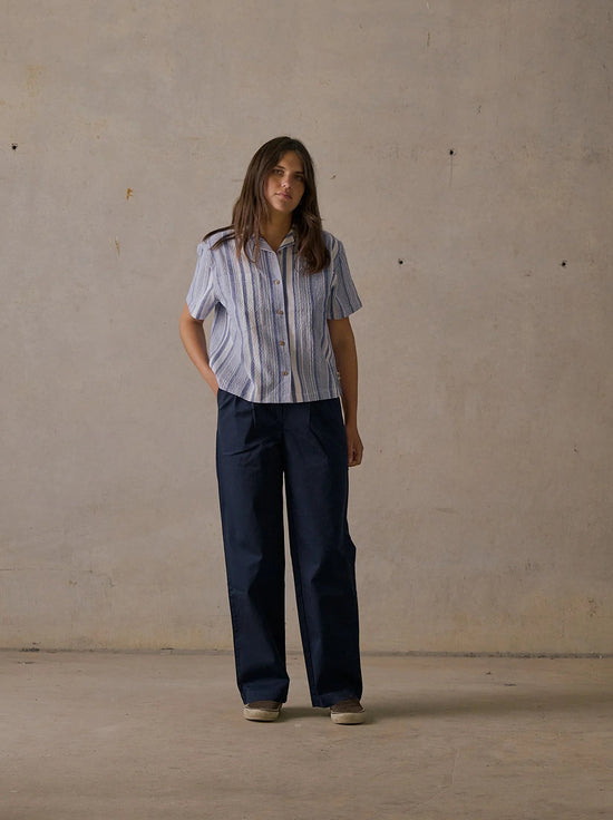 McTavish - Double Pleated Twill Pants - Dark Blue