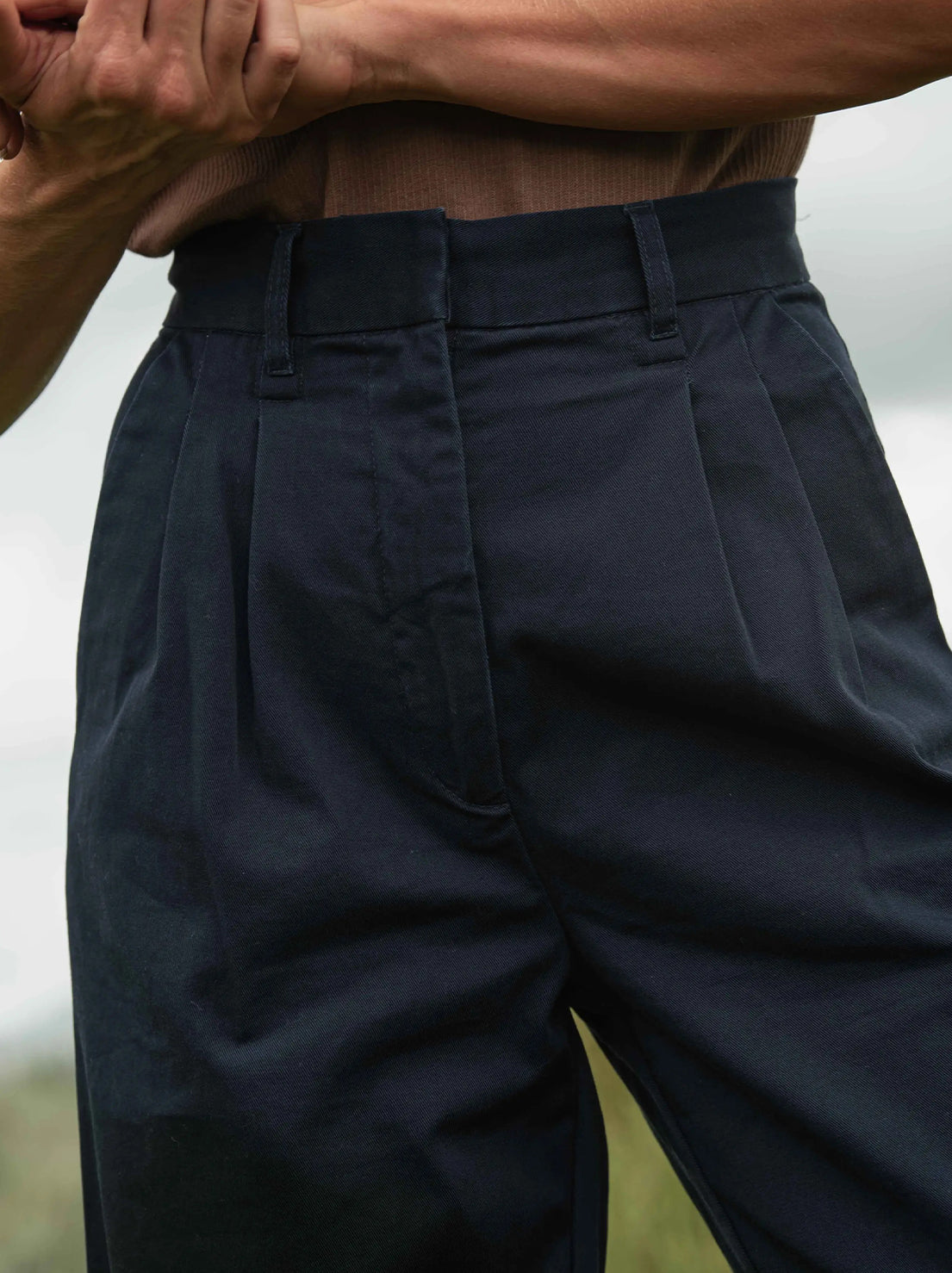 McTavish - Double Pleated Twill Pants - Dark Blue