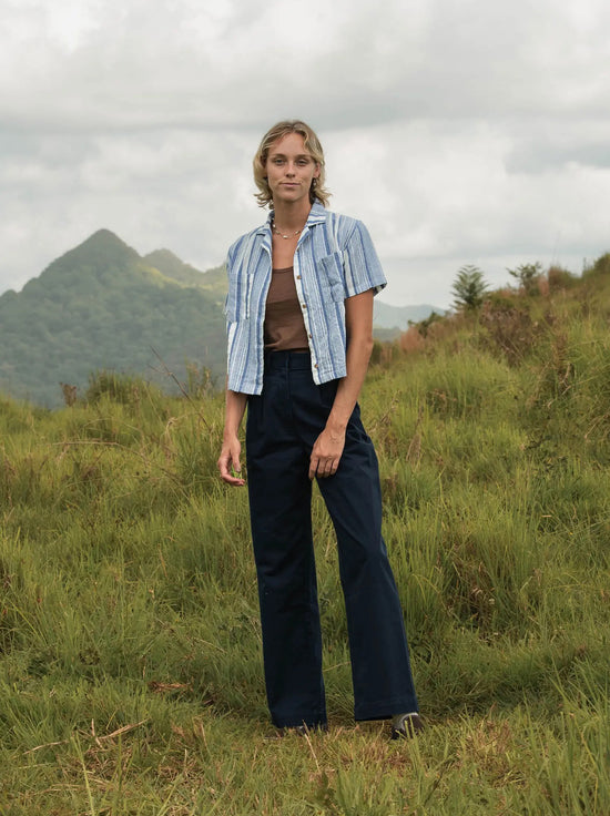 McTavish - Double Pleated Twill Pants - Dark Blue