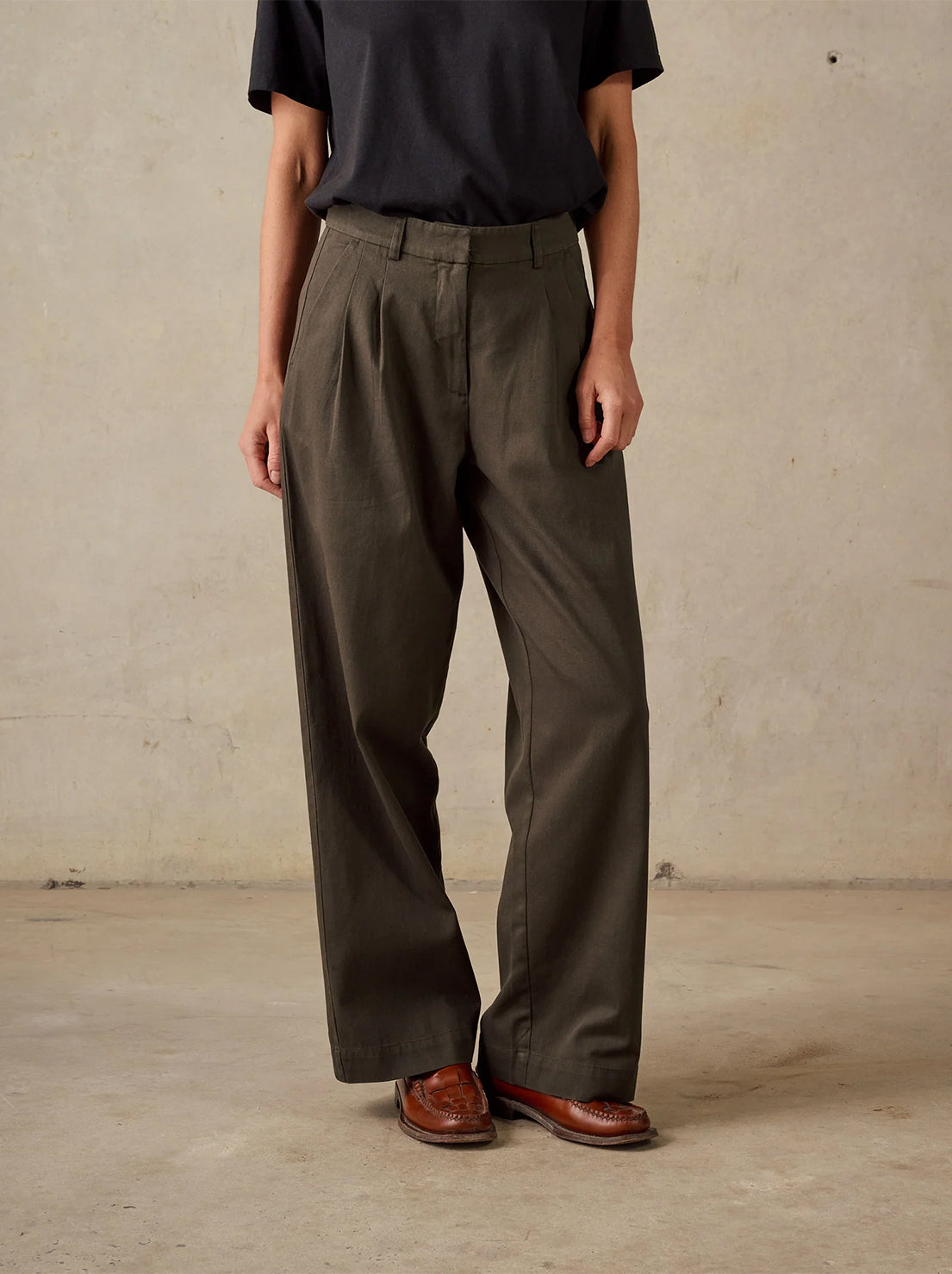 McTavish - Double Pleated Twill Pants - Dark Green