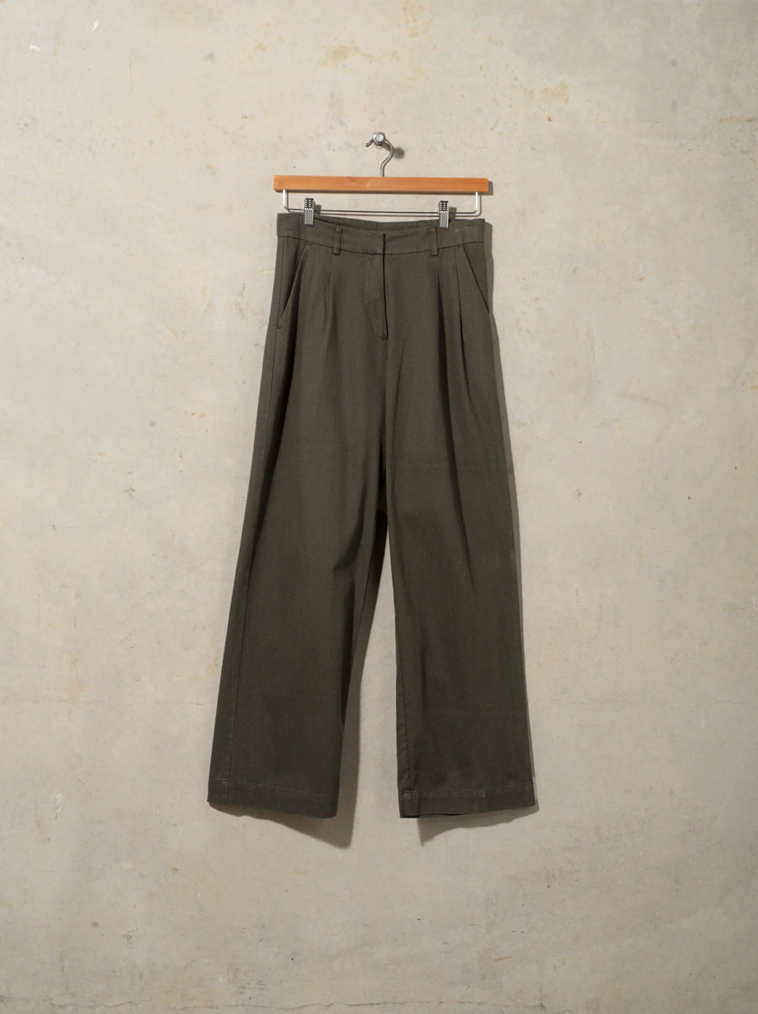 McTavish - Double Pleated Twill Pants - Dark Green