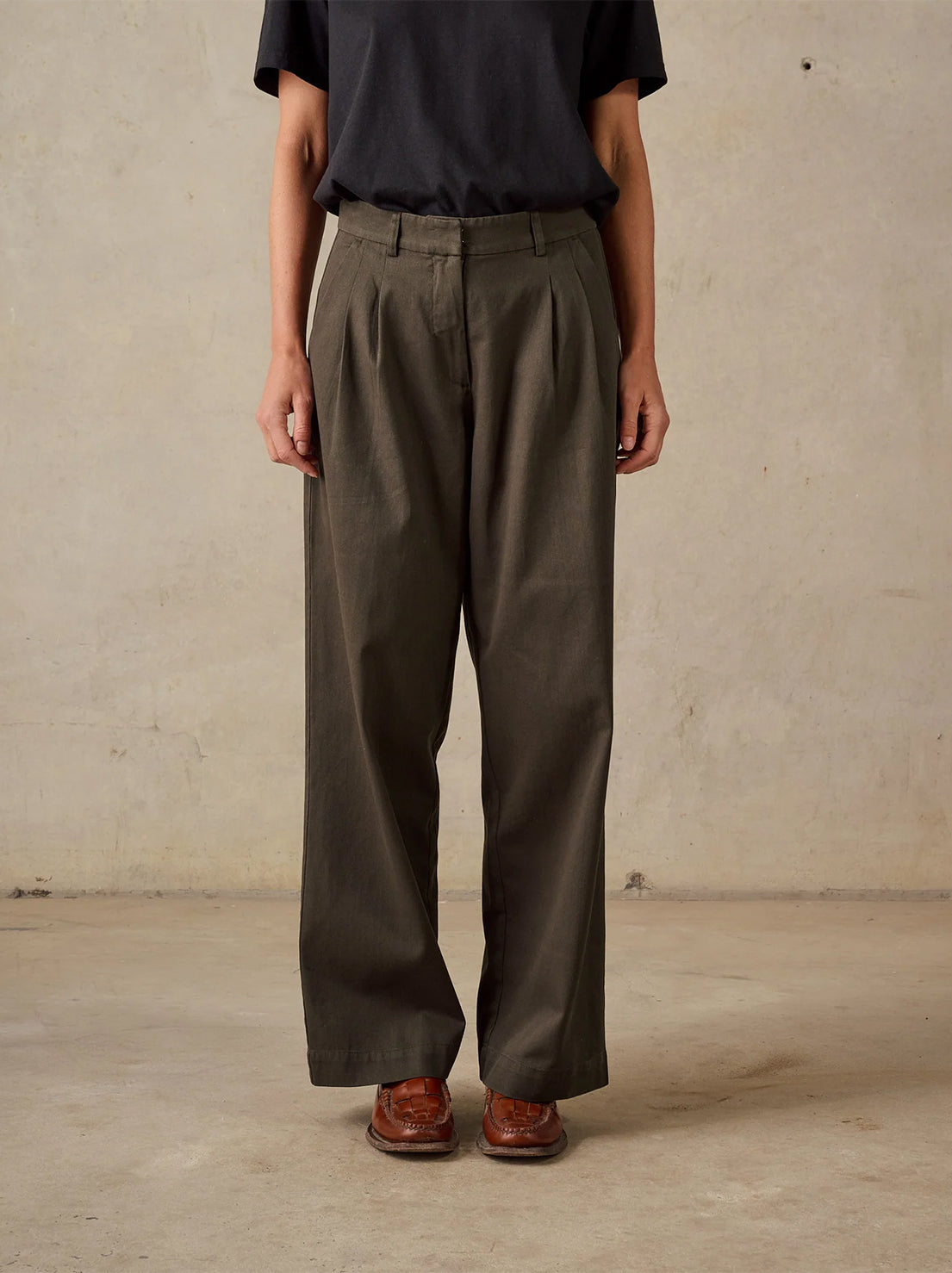 McTavish - Double Pleated Twill Pants - Dark Green