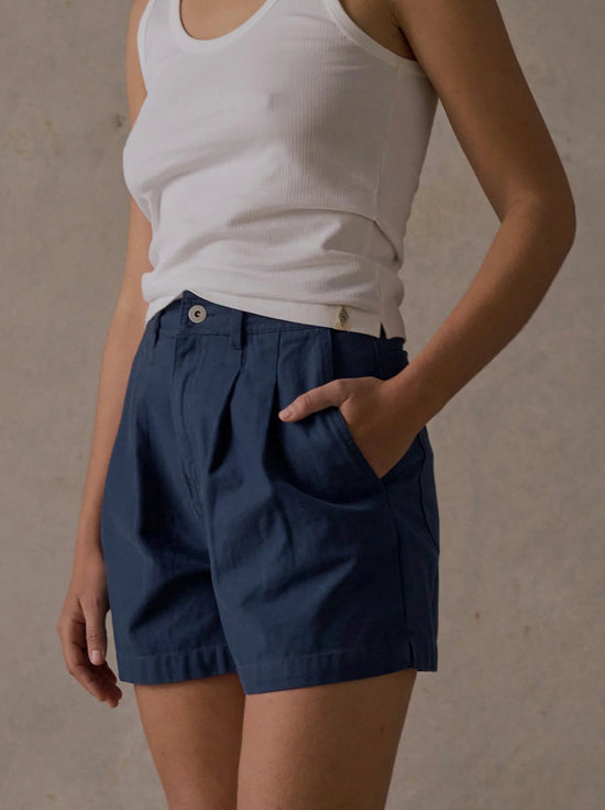 McTavish - Double Pleated Twill Shorts - Dark Blue