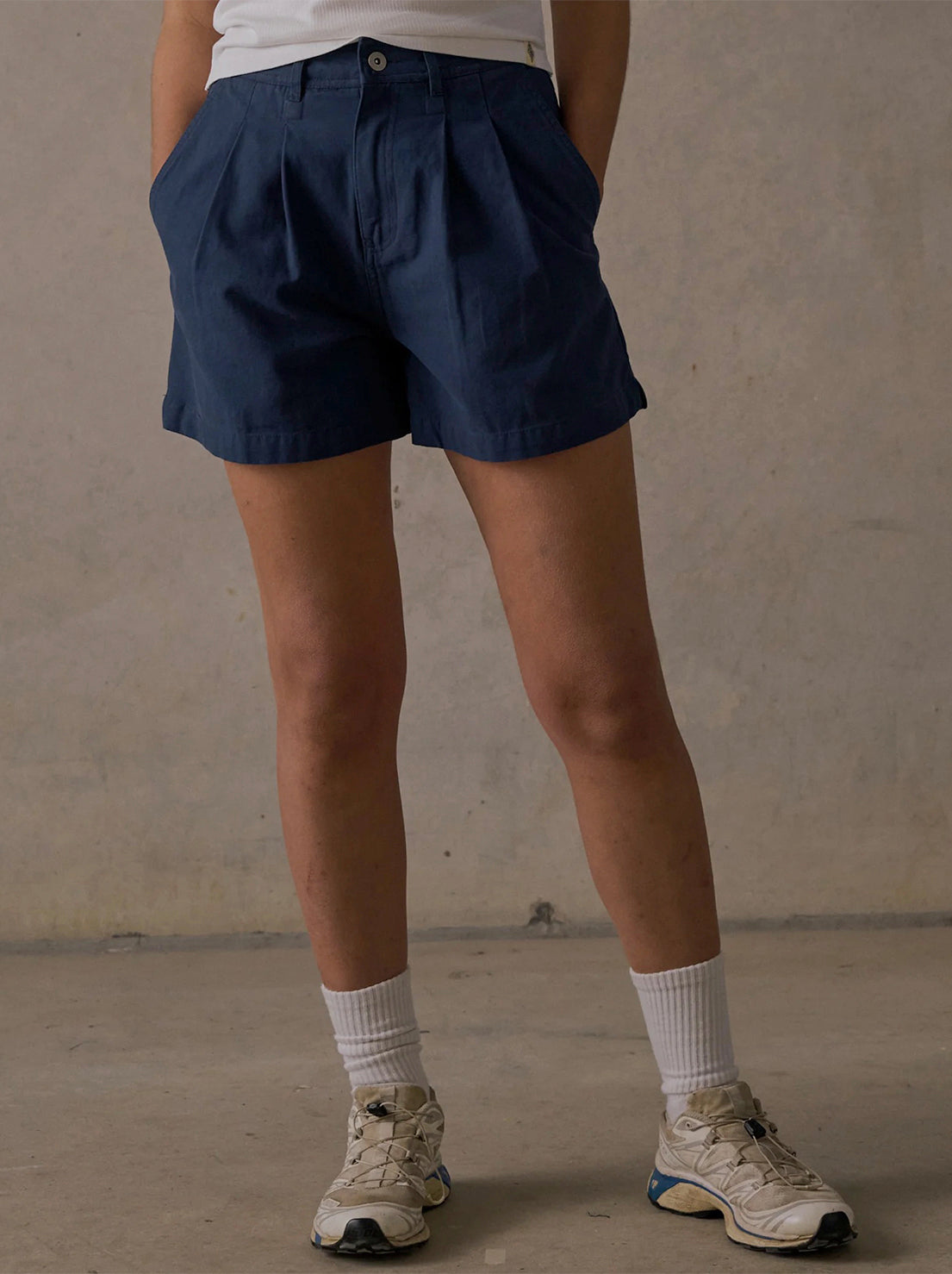 McTavish - Double Pleated Twill Shorts - Dark Blue