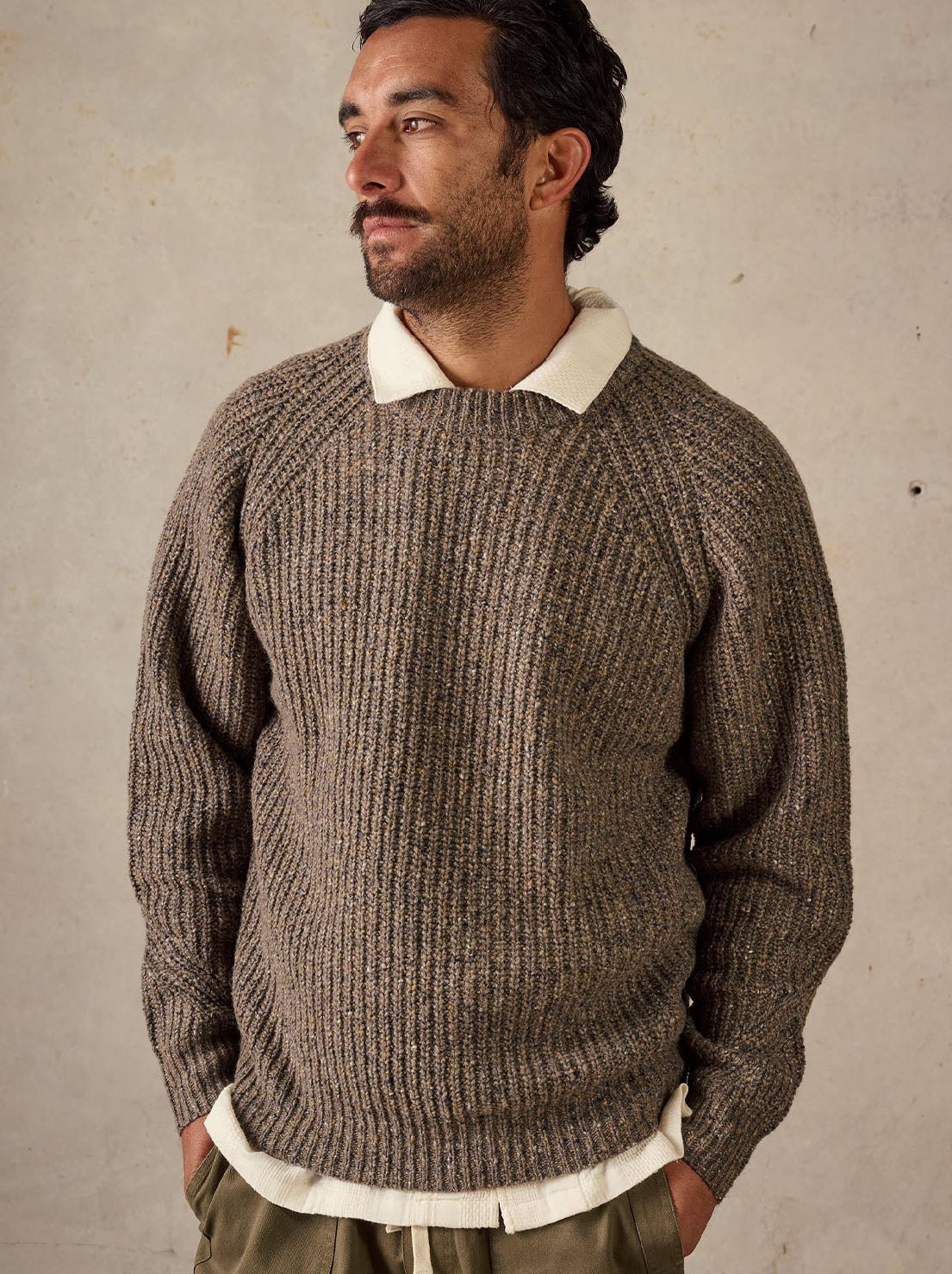 McTavish - Fisherman Knit Jumper - Brown Multi