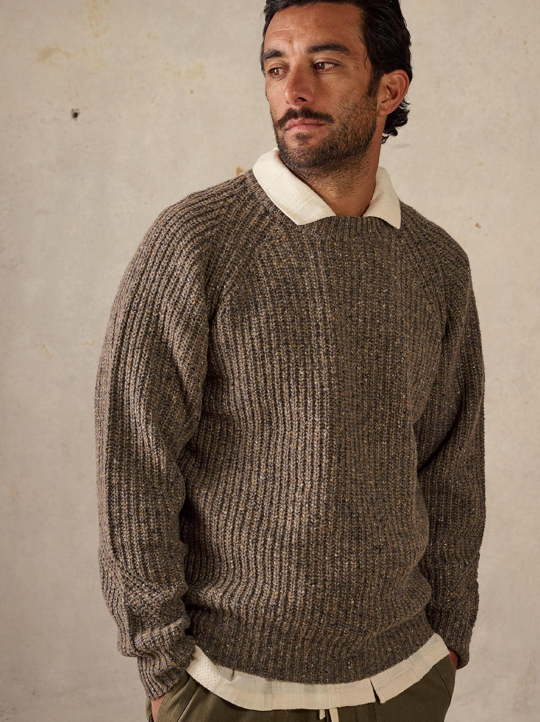 McTavish - Fisherman Knit Jumper - Brown Multi