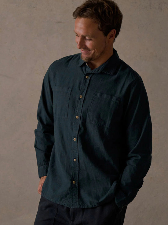 McTavish - Hemp Long Sleeve Shirt - Dark Blue