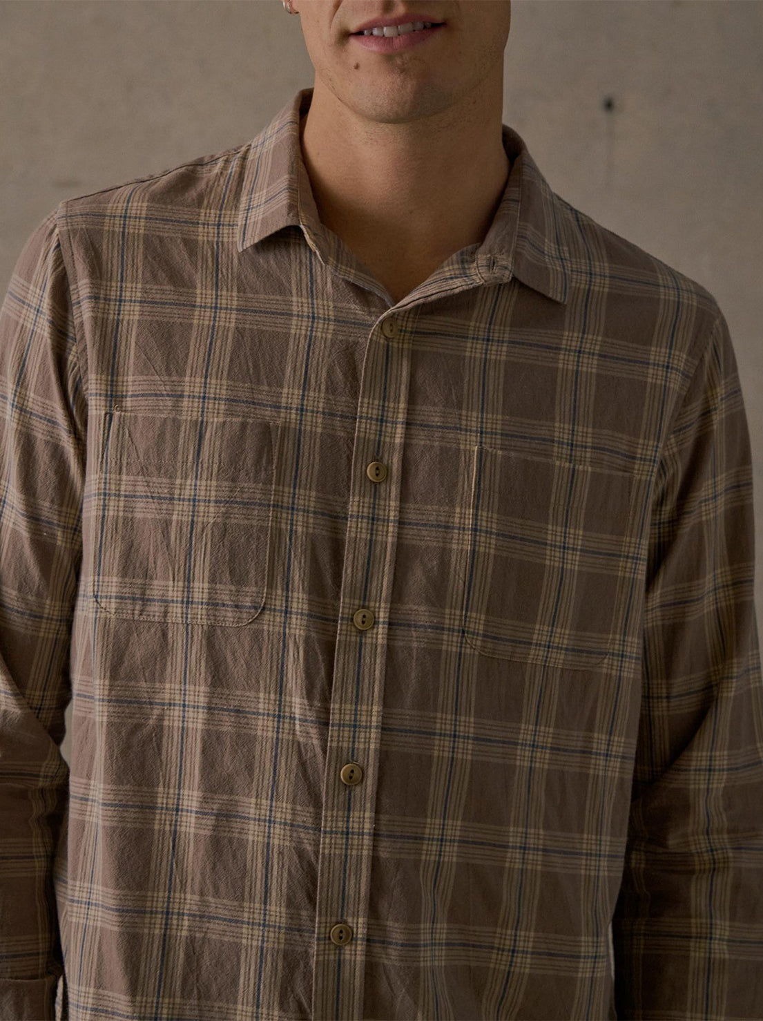 McTavish - Light Check Long Sleeve Shirt - Grey Multi