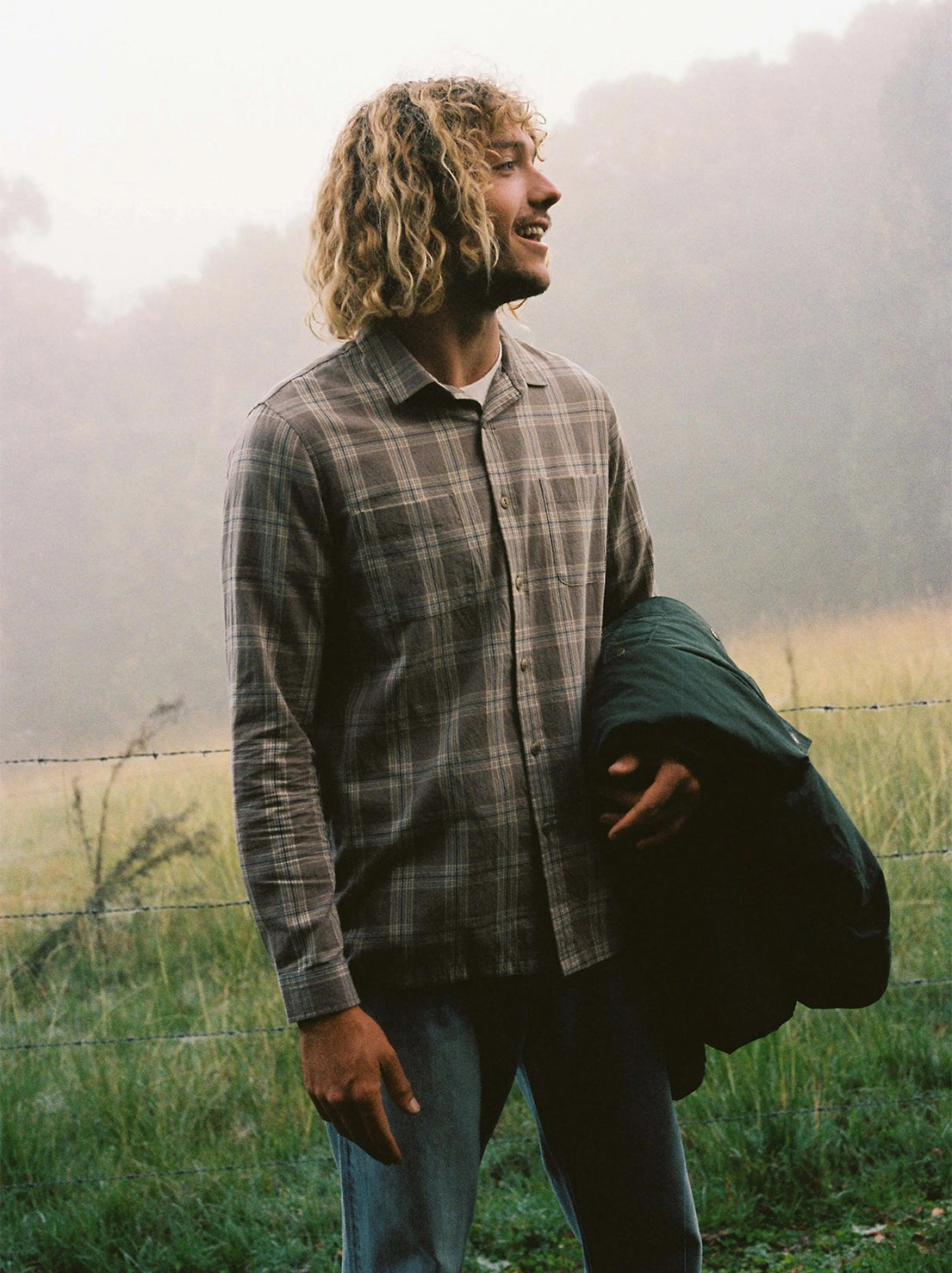 McTavish - Light Check Long Sleeve Shirt - Grey Multi