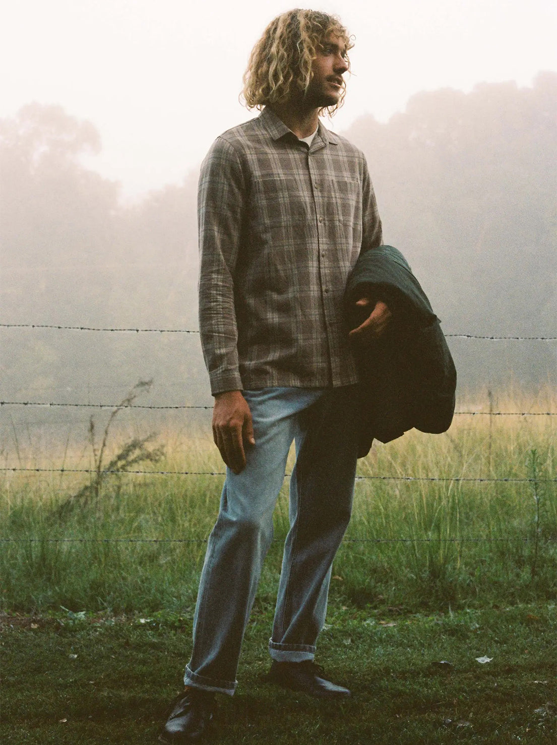 McTavish - Light Check Long Sleeve Shirt - Grey Multi