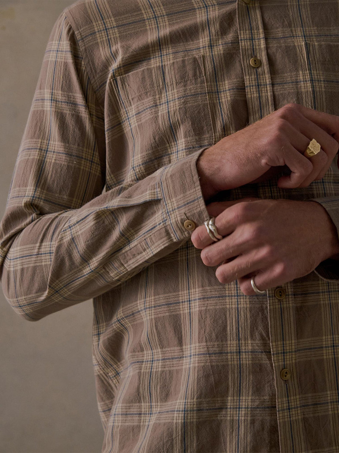 McTavish - Light Check Long Sleeve Shirt - Grey Multi