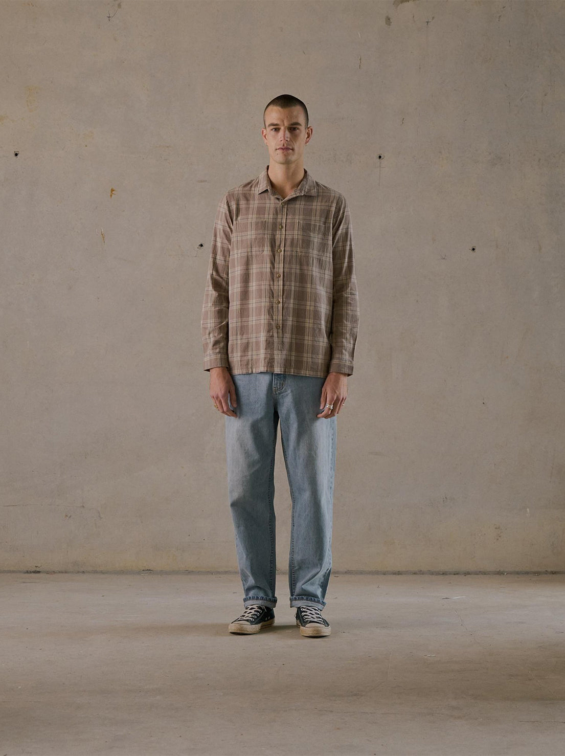 McTavish - Light Check Long Sleeve Shirt - Grey Multi