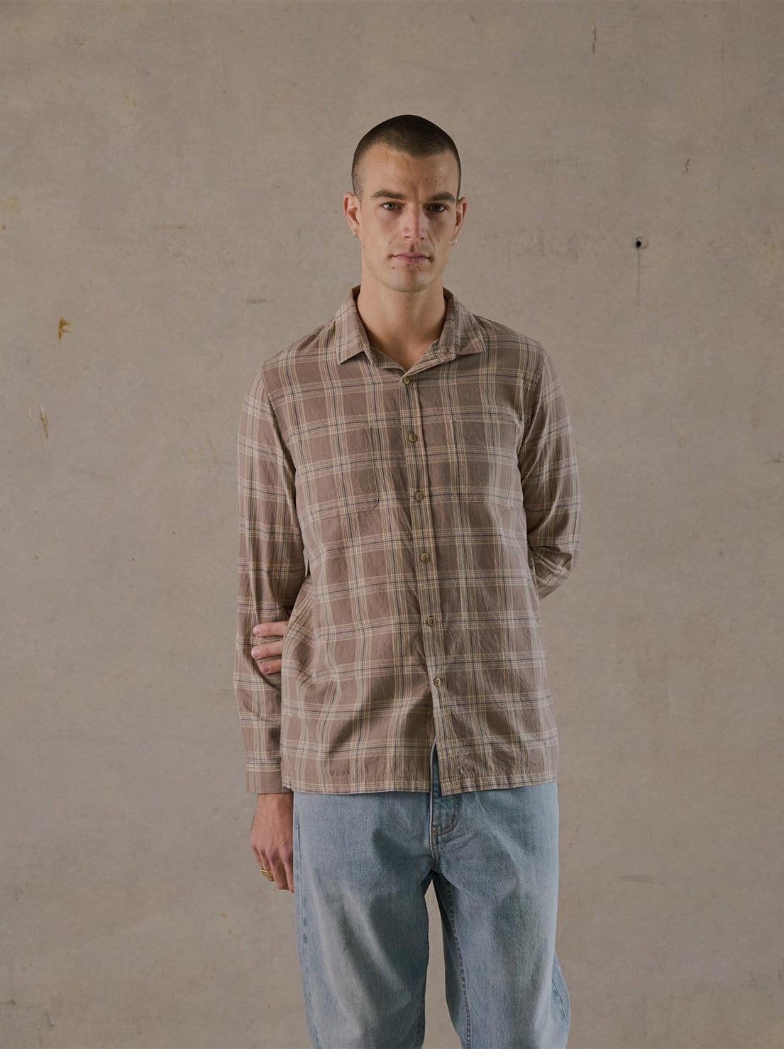 McTavish - Light Check Long Sleeve Shirt - Grey Multi