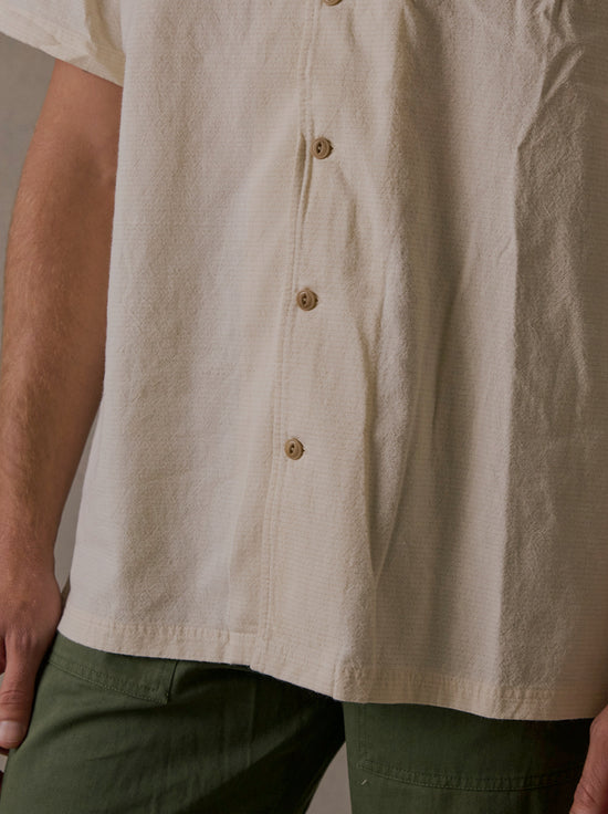 McTavish - Linen Camp Collar Shirt - Tan Multi