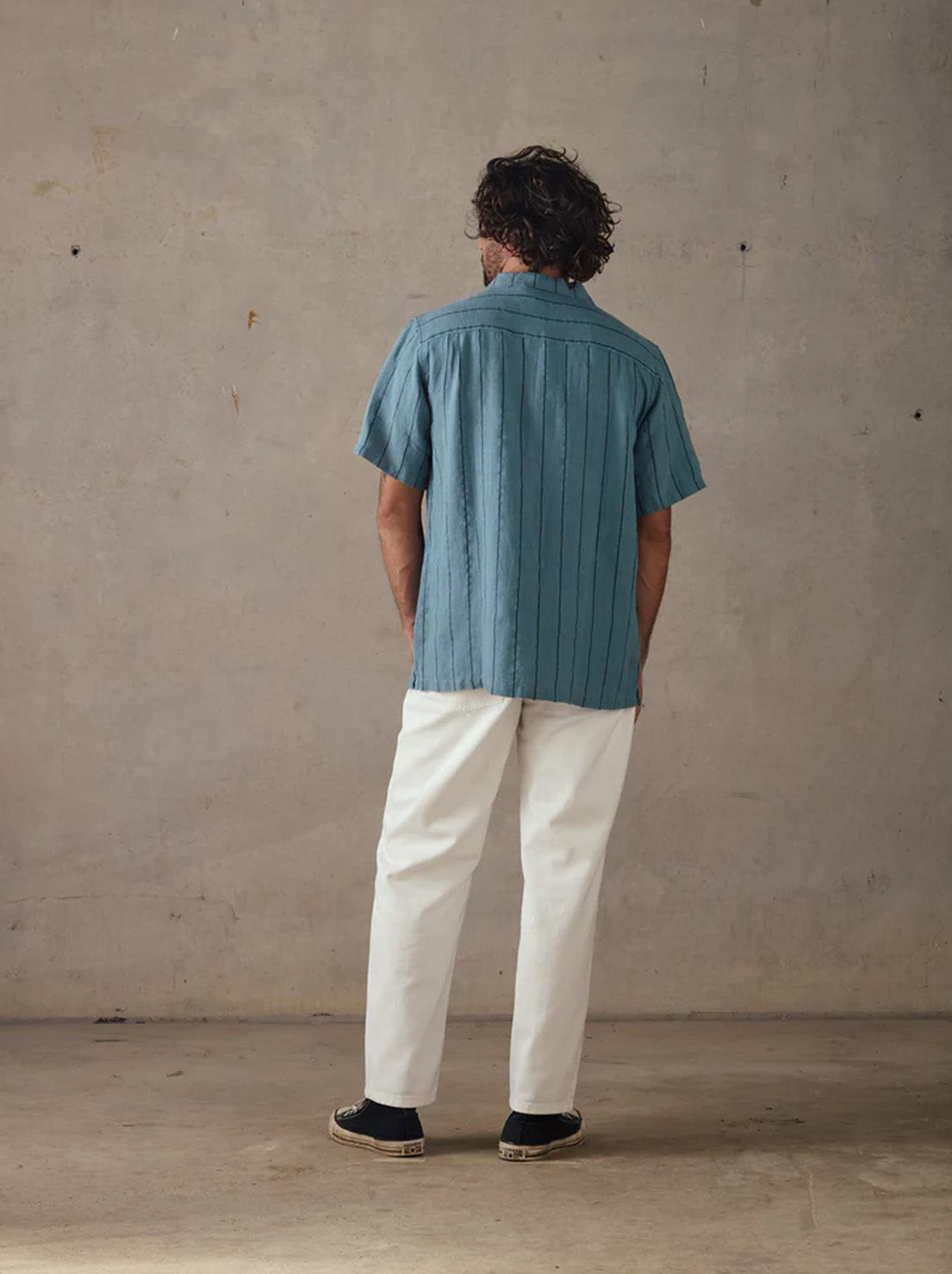McTavish - Linen Stripe Shirt - Blue Multi