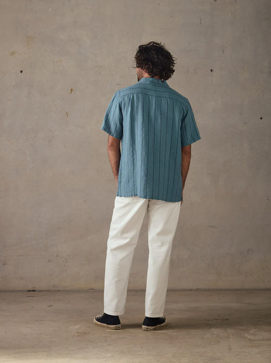 McTavish - Linen Stripe Shirt - Blue Multi