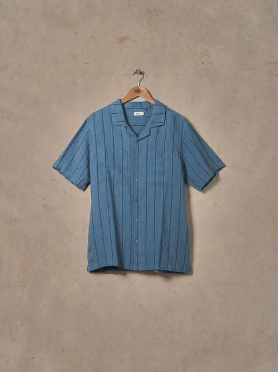 McTavish - Linen Stripe Shirt - Blue Multi