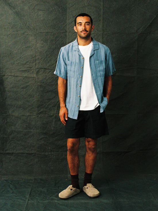 McTavish - Linen Stripe Shirt - Blue Multi