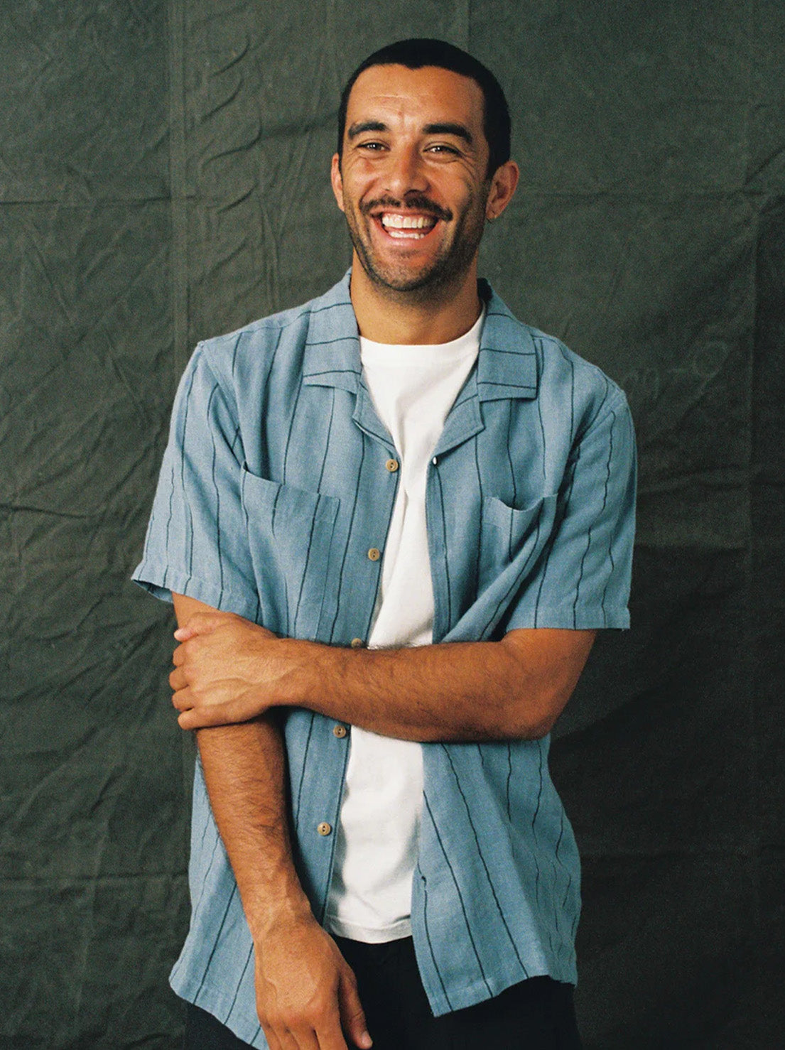 McTavish - Linen Stripe Shirt - Blue Multi