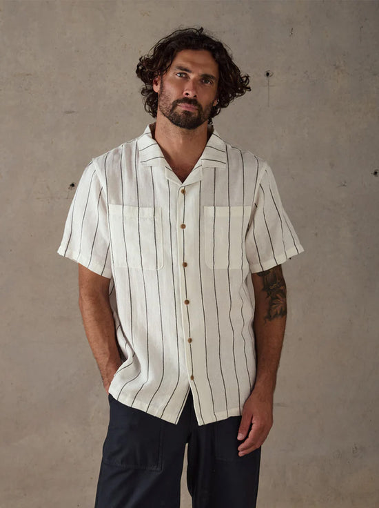 McTavish - Linen Stripe Shirt - White Multi