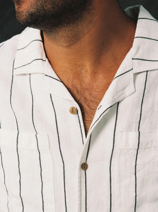 McTavish - Linen Stripe Shirt - White Multi
